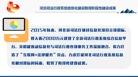 河北司法行政系統(tǒng)信息化建設(shè)取得階段性建設(shè)成果。